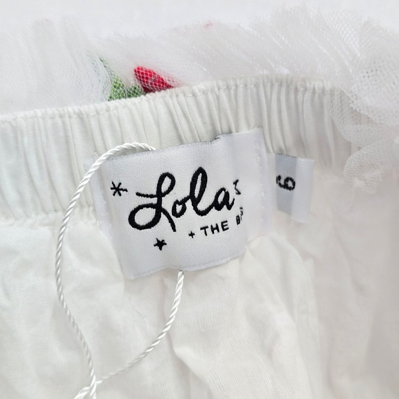 Lola + The Boys Girls White Cherry Embroidered Tulle Ruffle Dress Size 6 - Picture 6 of 11